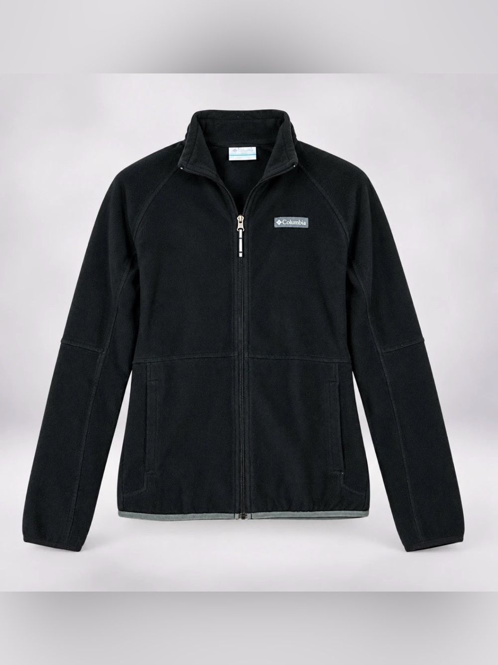 Columbia Kids Sweater Large L 14/16 Black Basin Trail Fleece Knit Full Zip Warm
